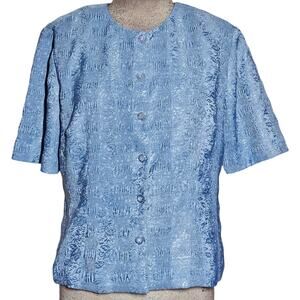 Sarah Elizabeth Vintage Blue Embroidered Blouse Size 8